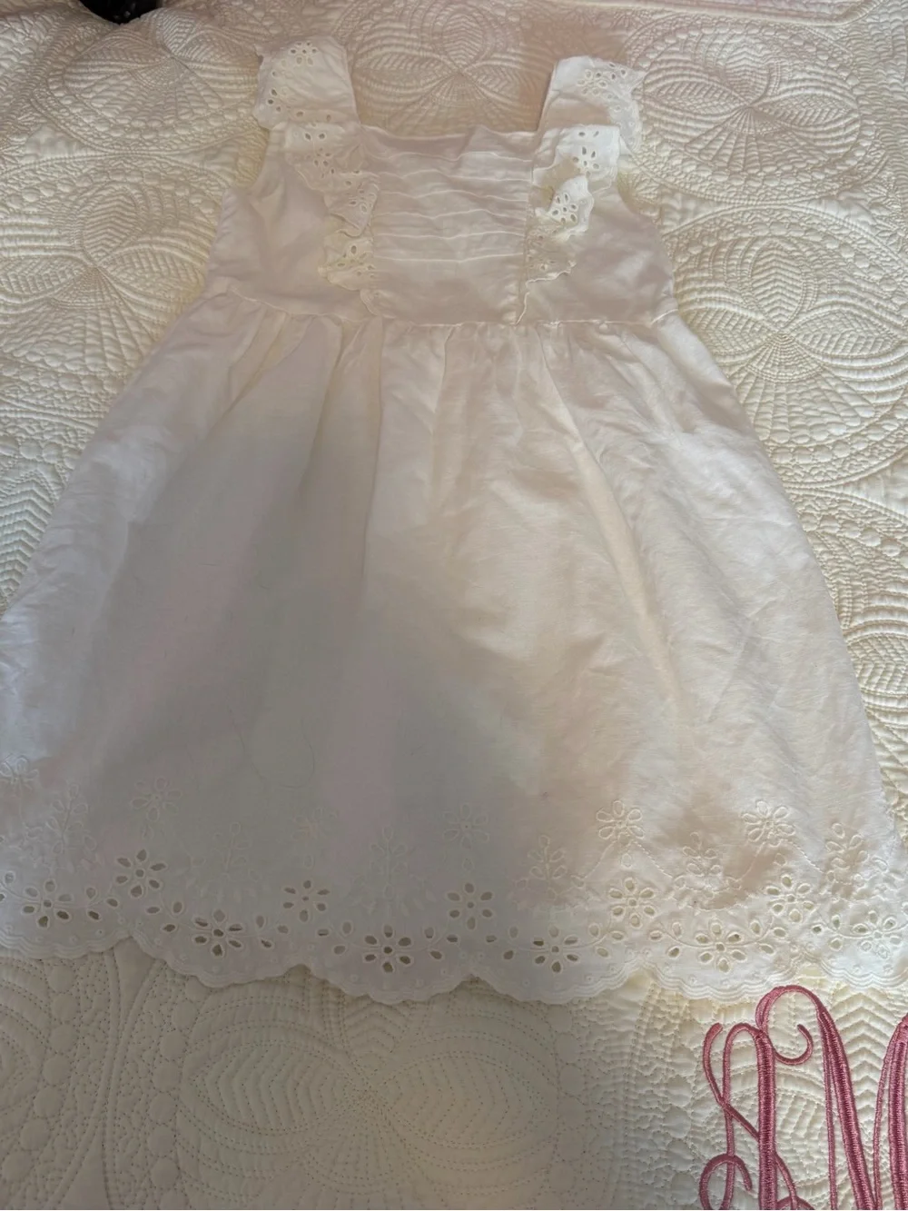 White Eyelet girls Dress